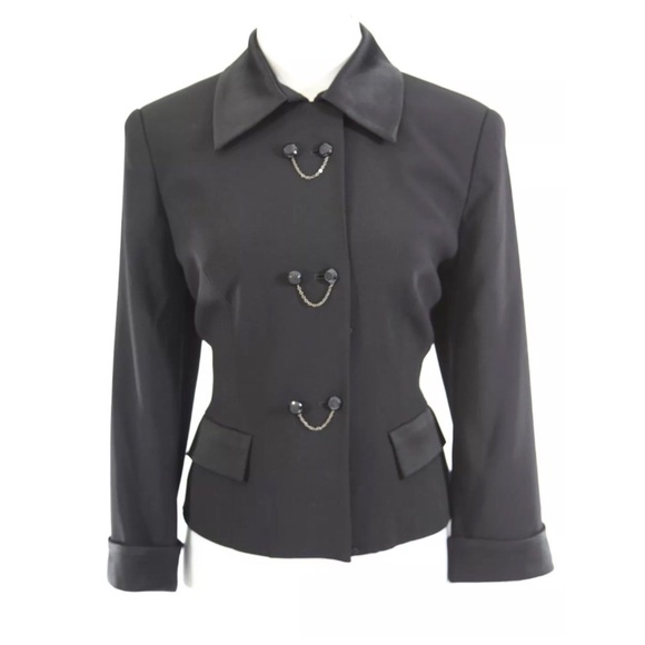 Simon Chang Satin Detail Black Jacket - Picture 2 of 6